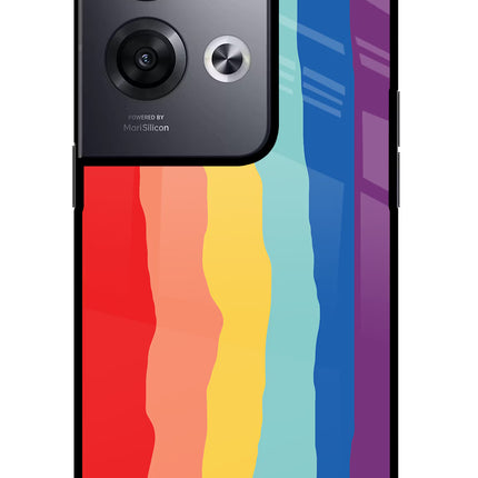 Rainbow Oppo Reno8 Pro Glass Case Back Cover by Casekaro