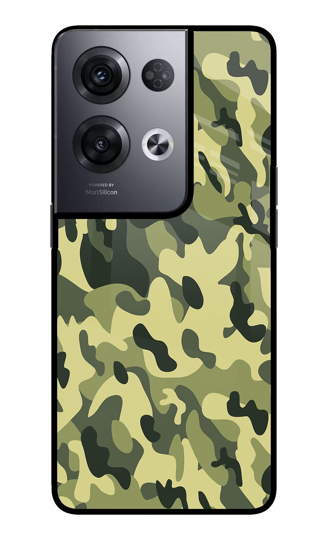 Camouflage Oppo Reno8 Pro Glass Case Back Cover by Casekaro