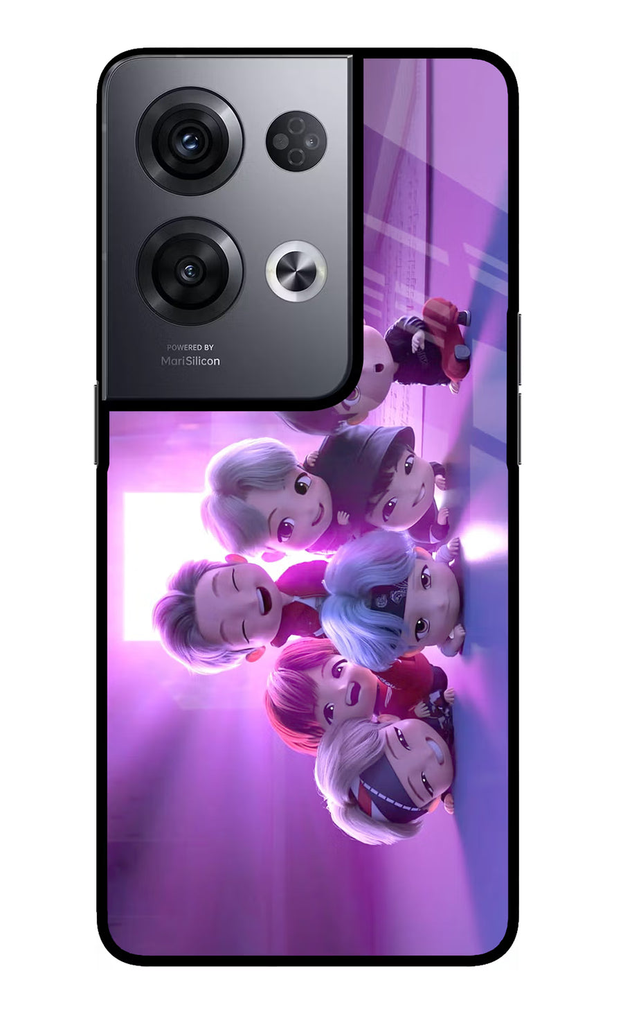 BTS Chibi Oppo Reno8 Pro Back Cover, Glass case