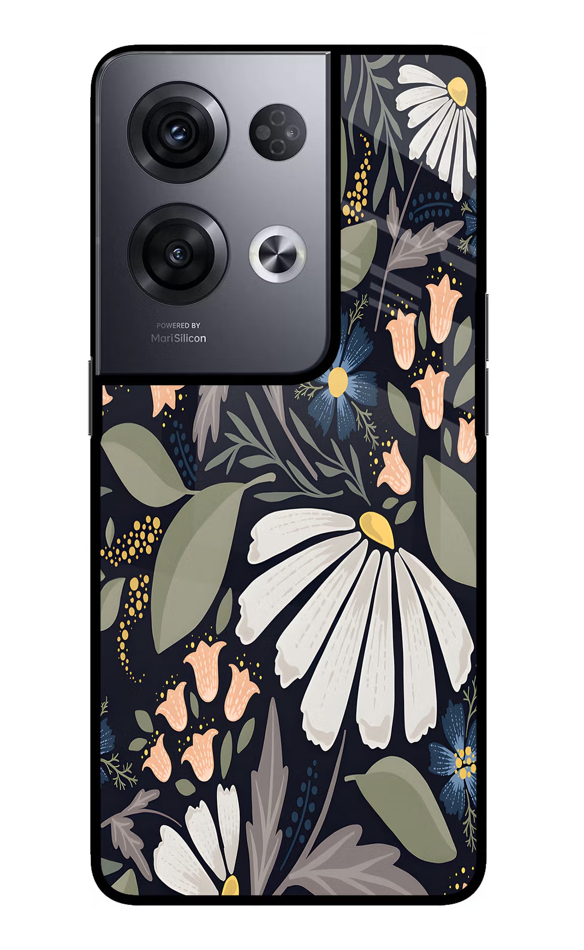 Flowers Art Oppo Reno8 Pro Glass Case Back Cover by Casekaro