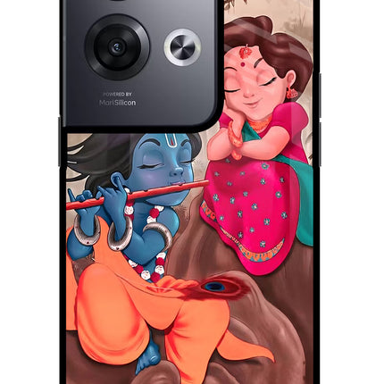 Radhe Krishna Oppo Reno8 Pro Glass Case Back Cover by Casekaro