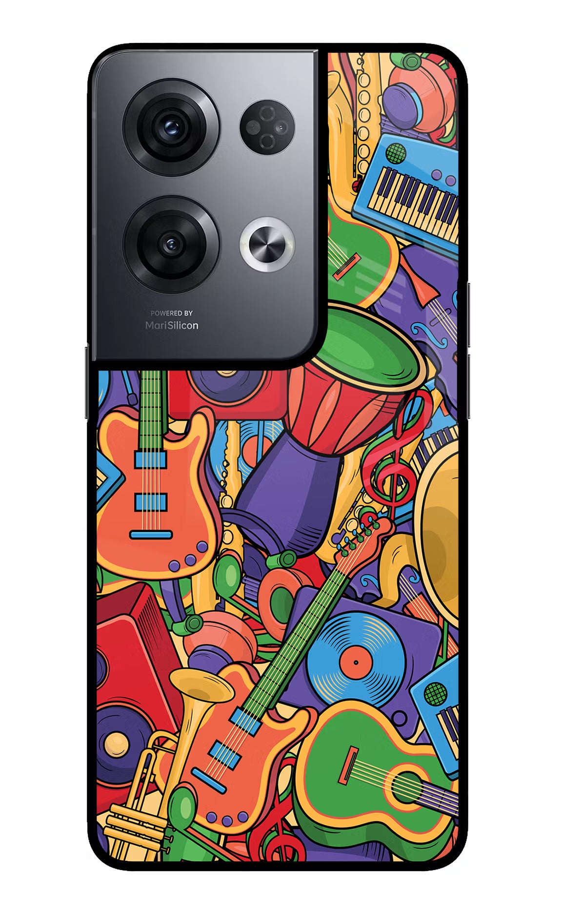 Music Instrument Doodle Oppo Reno8 Pro Glass Case Back Cover by Casekaro