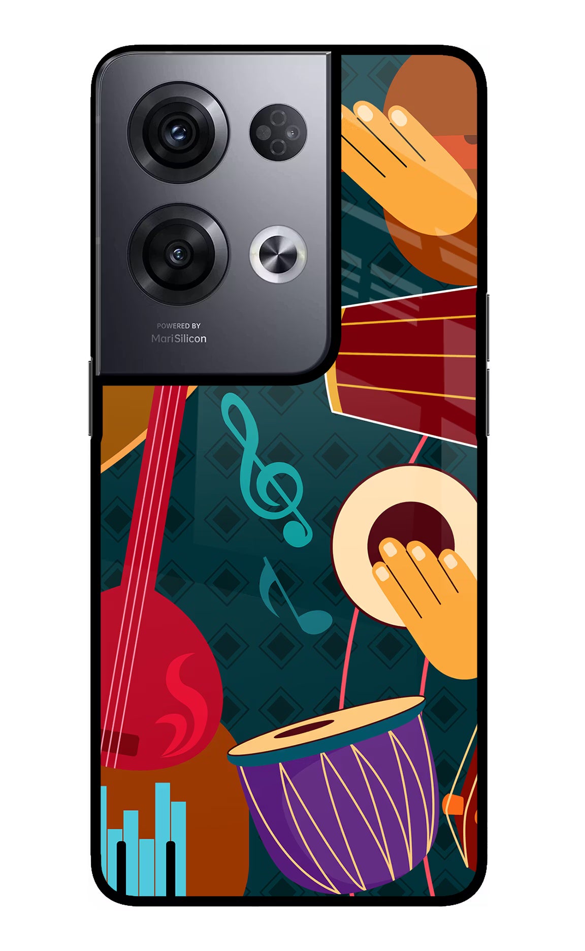Music Instrument Oppo Reno8 Pro Glass Case Back Cover by Casekaro