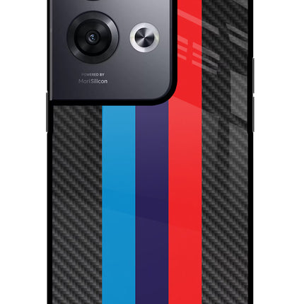BMW Stripes Pattern Oppo Reno8 Pro Glass Case Back Cover by Casekaro
