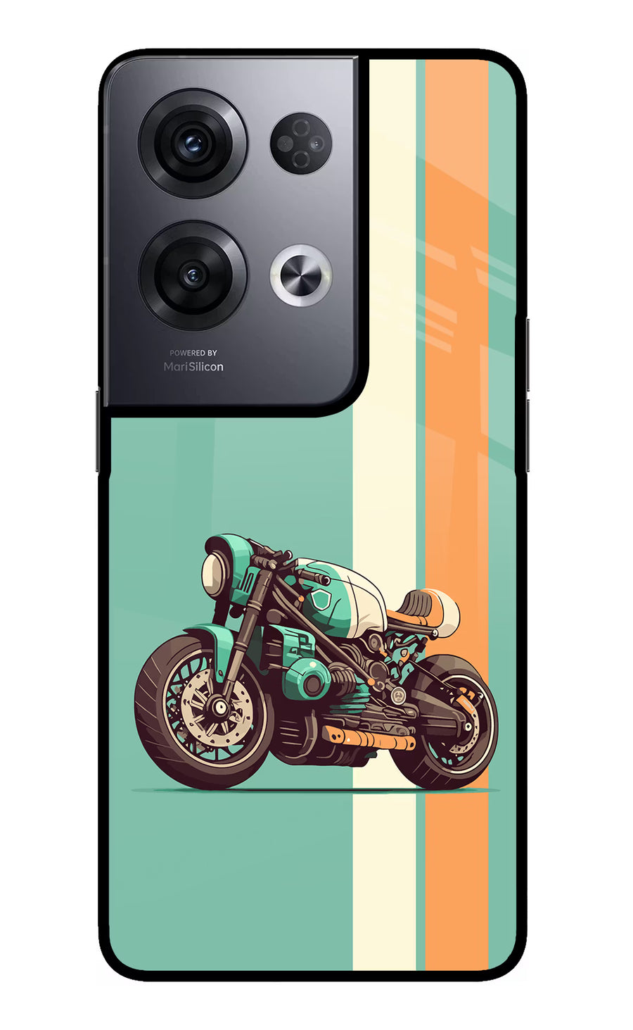 Striped Moto Drift Oppo Reno8 Pro Back Cover, Glass case