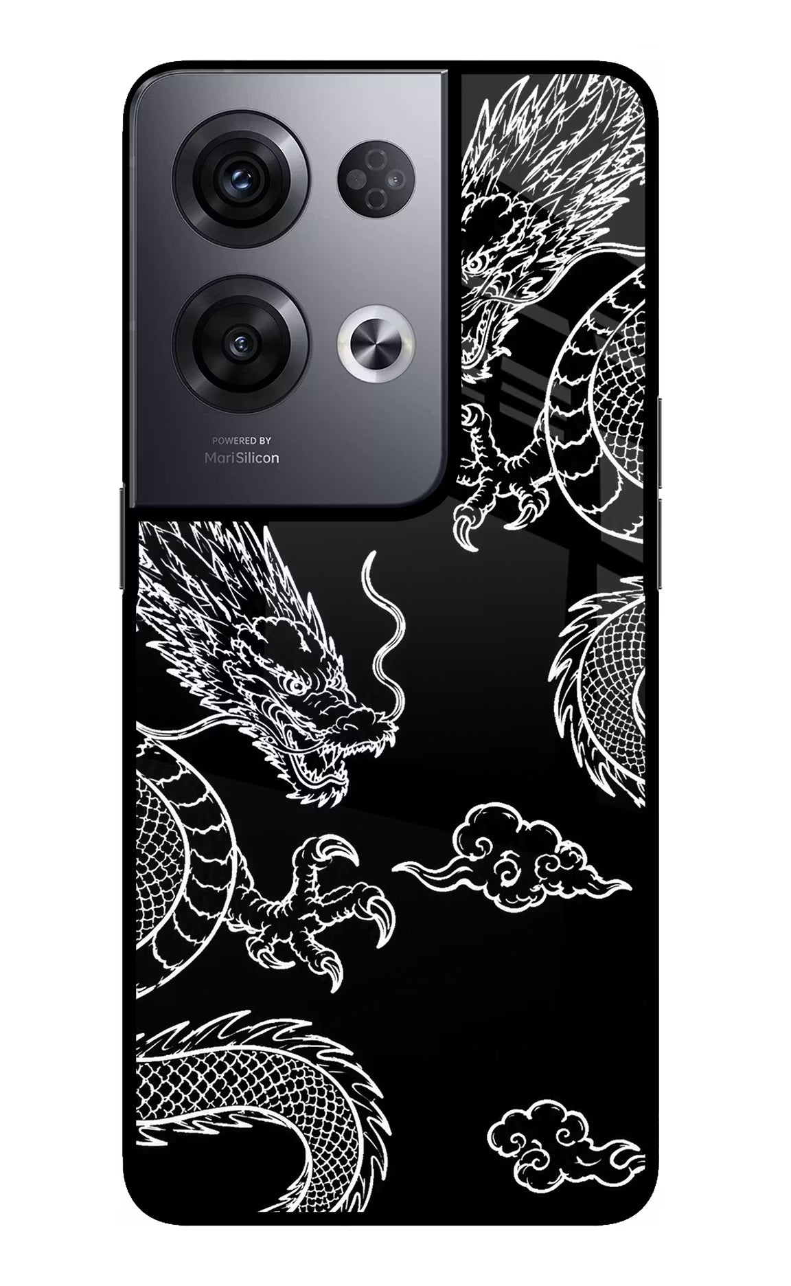 Twin Dragons Oppo Reno8 Pro Glass Case Back Cover by Casekaro