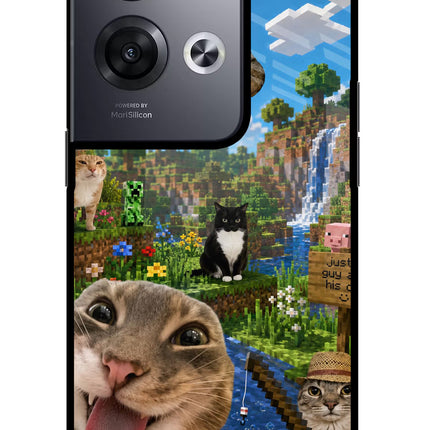 Minecraft Cat Chaos Oppo Reno8 Pro Glass Case
