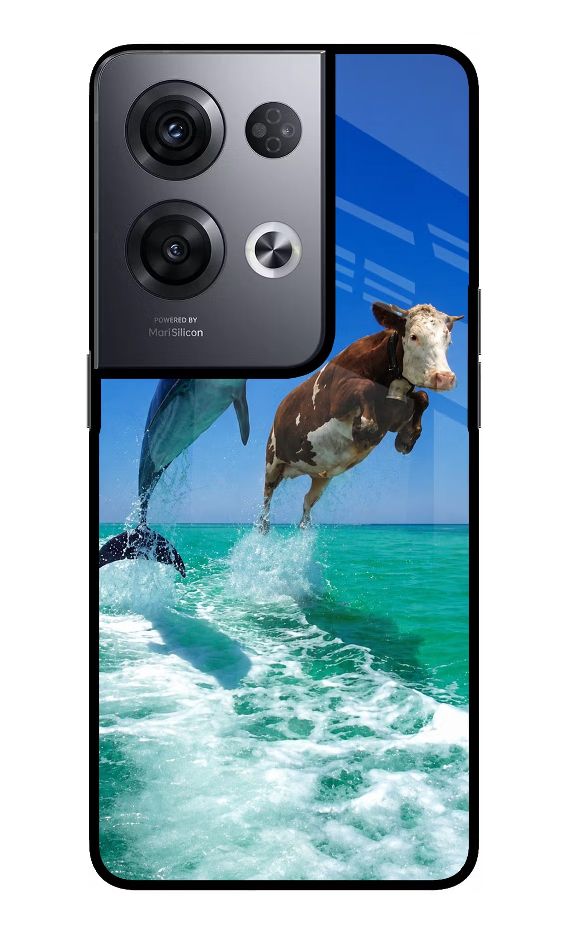 Dolphin vs Cow Oppo Reno8 Pro Glass Case