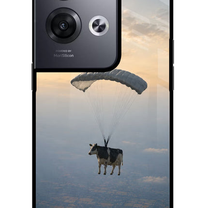 Skydiving Cow Oppo Reno8 Pro Glass Case