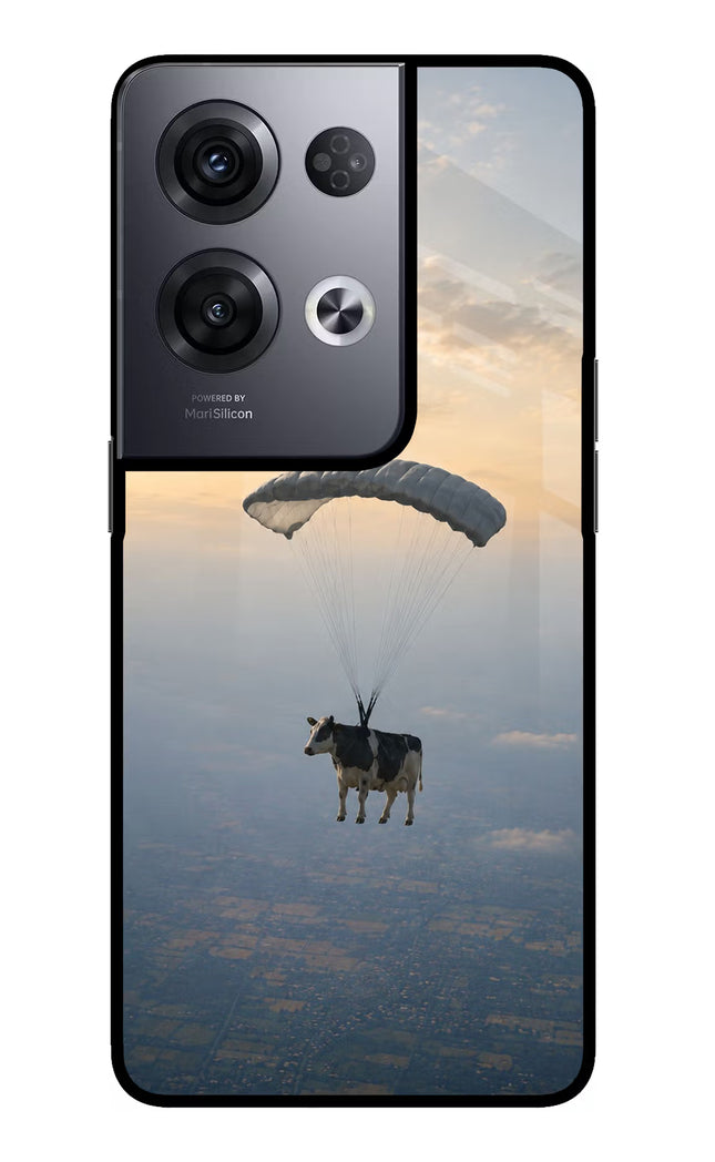 Skydiving Cow Oppo Reno8 Pro Glass Case