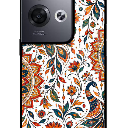 White Mayura Oppo Reno8 Pro Glass Case