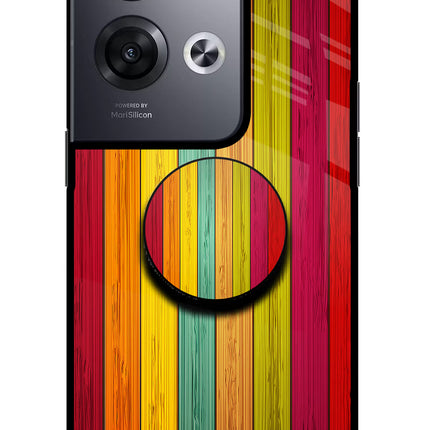 Multicolor Wooden Oppo Reno8 Pro Pop Case by Casekaro