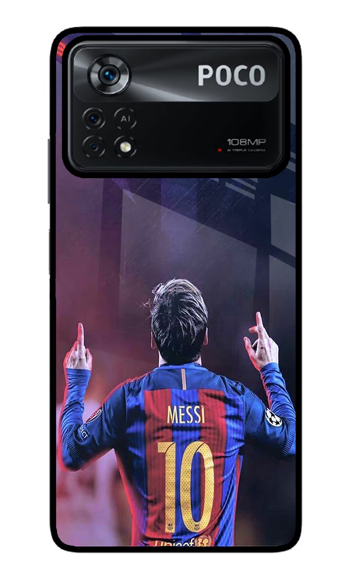 Messi Poco X4 Pro Glass Case Back Cover by Casekaro