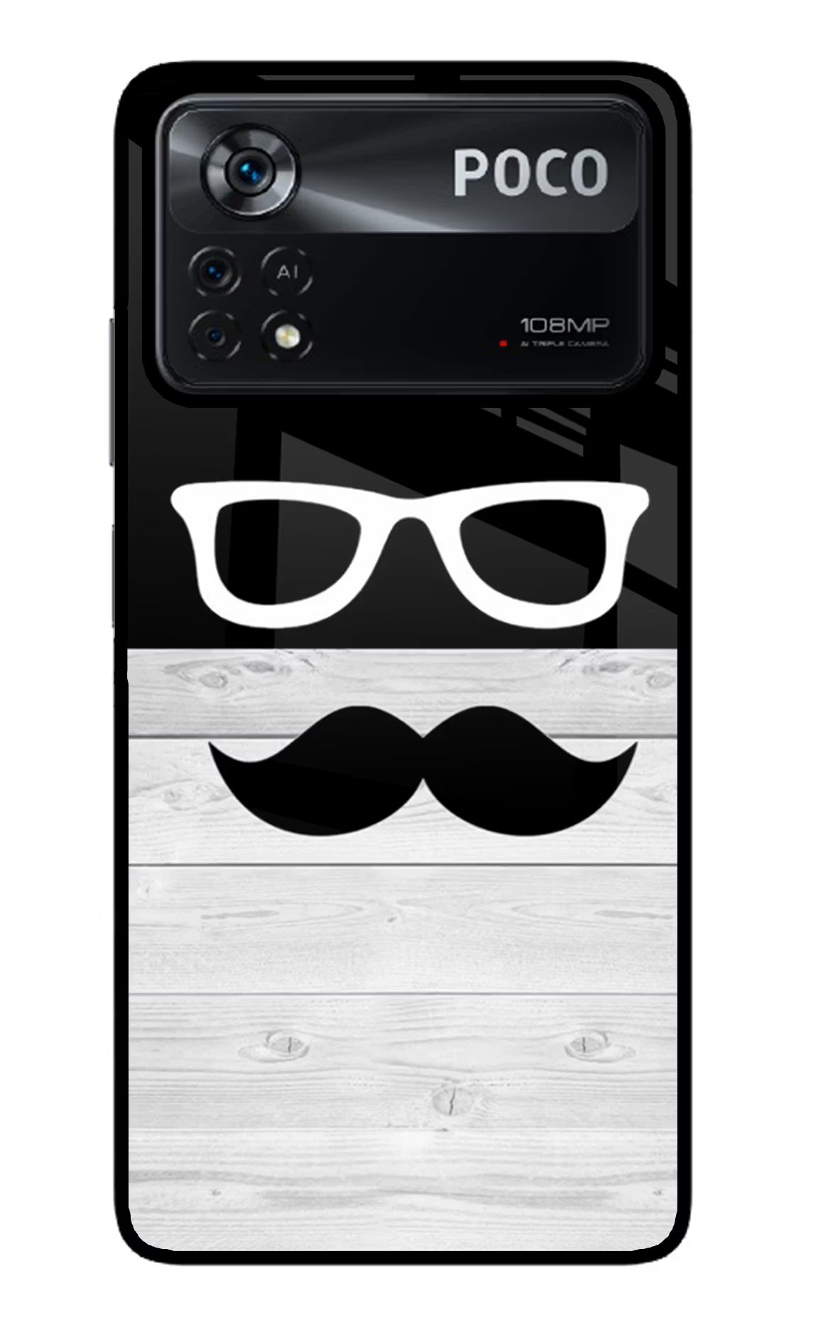 Mustache Poco X4 Pro Glass Case Back Cover by Casekaro