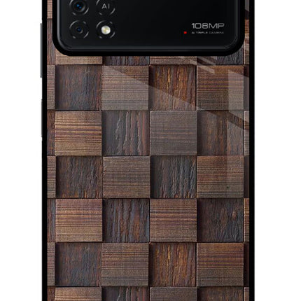 Wooden Cube Design Poco X4 Pro Glass Case
