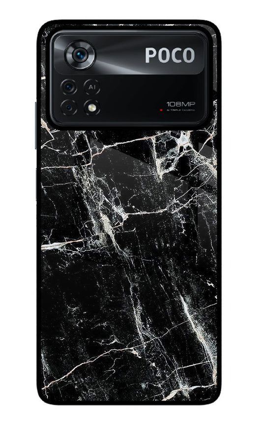 Black Marble Texture Poco X4 Pro Glass Case