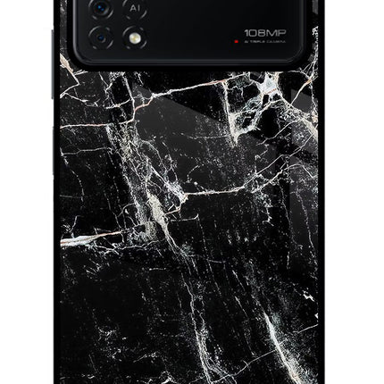 Black Marble Texture Poco X4 Pro Glass Case
