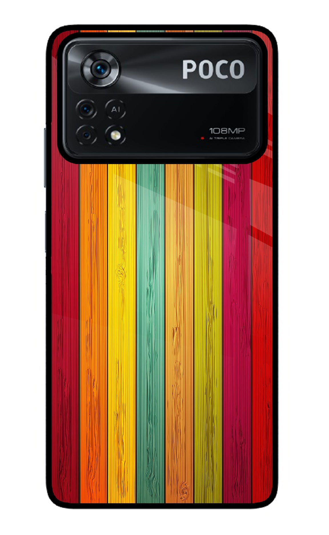 Multicolor Wooden Poco X4 Pro Back Cover