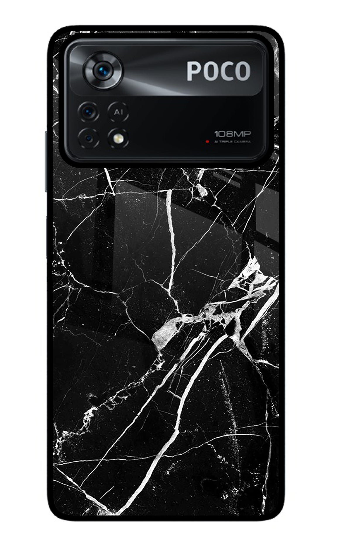 Black Marble Pattern Poco X4 Pro Glass Case