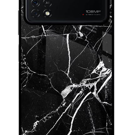Black Marble Pattern Poco X4 Pro Glass Case