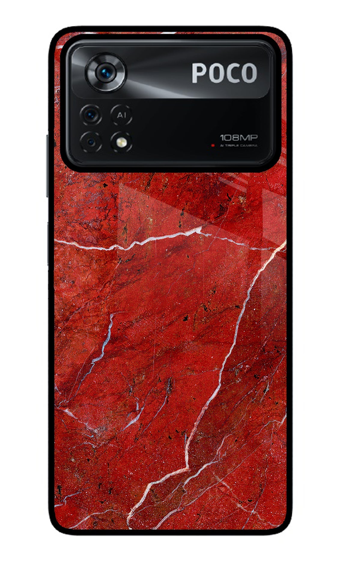 Red Marble Design Poco X4 Pro Back Cover