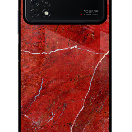 Red Marble Design Poco X4 Pro Glass Case