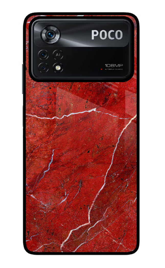 Red Marble Design Poco X4 Pro Glass Case