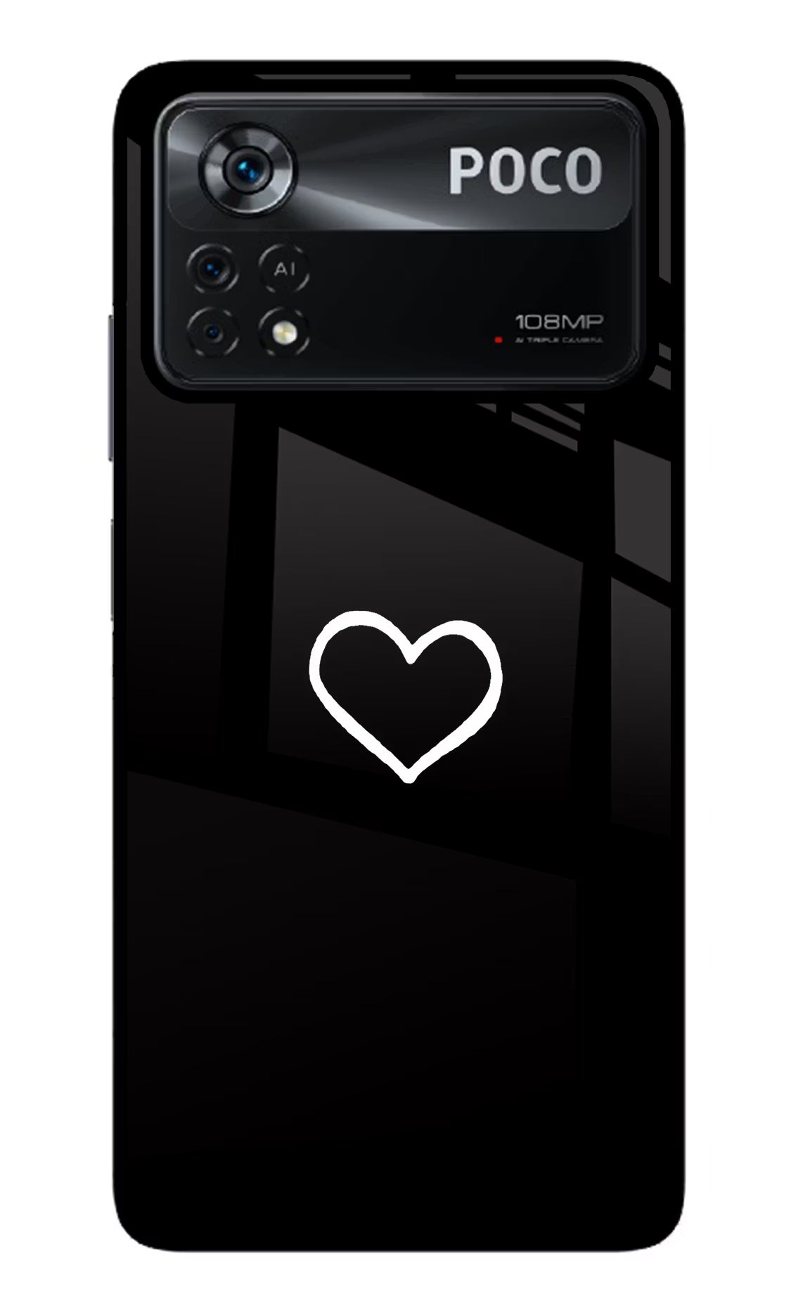 Heart Poco X4 Pro Glass Case Back Cover by Casekaro