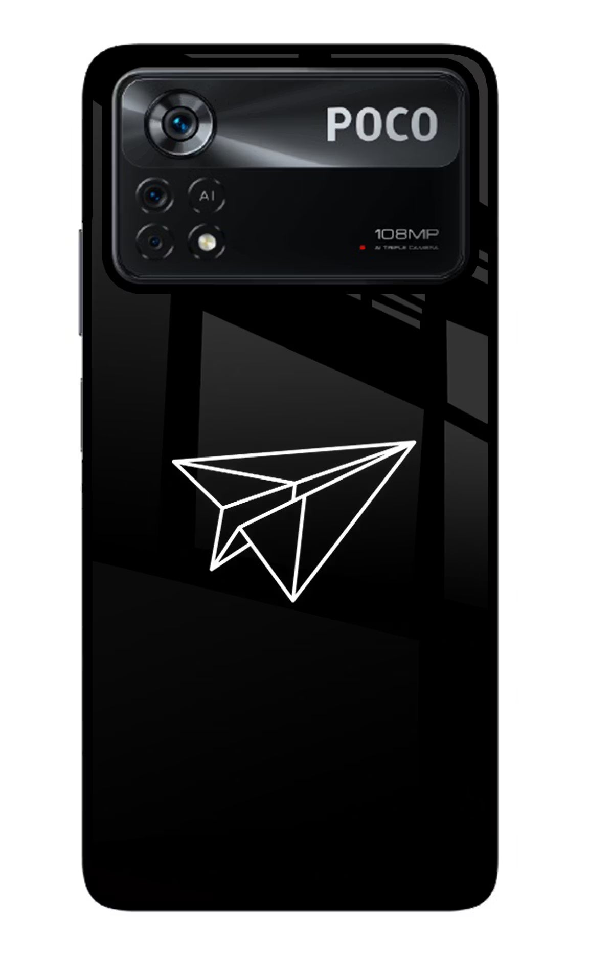 Paper Plane White Poco X4 Pro Glass Case Back Cover by Casekaro