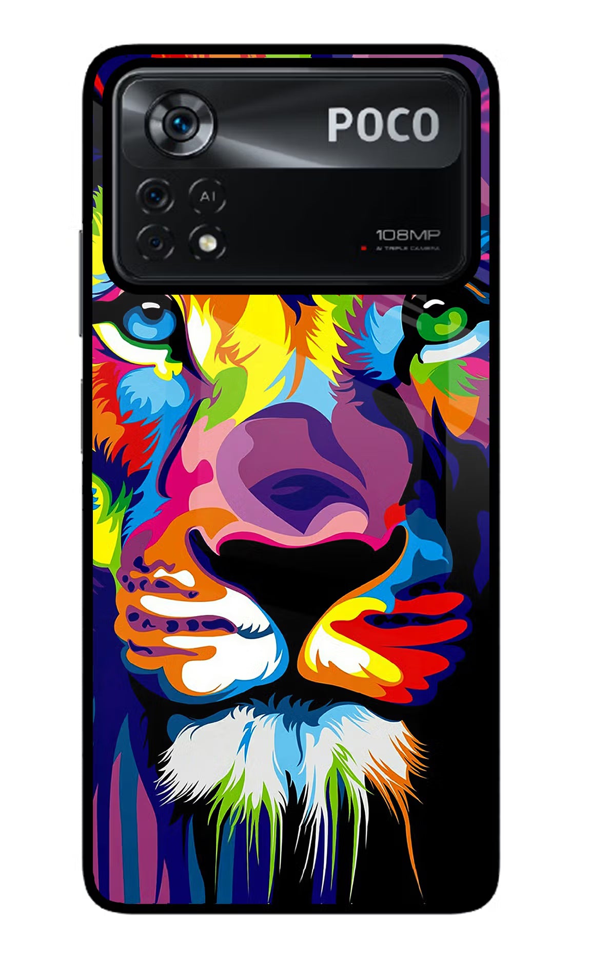 Lion Poco X4 Pro Glass Case Back Cover by Casekaro