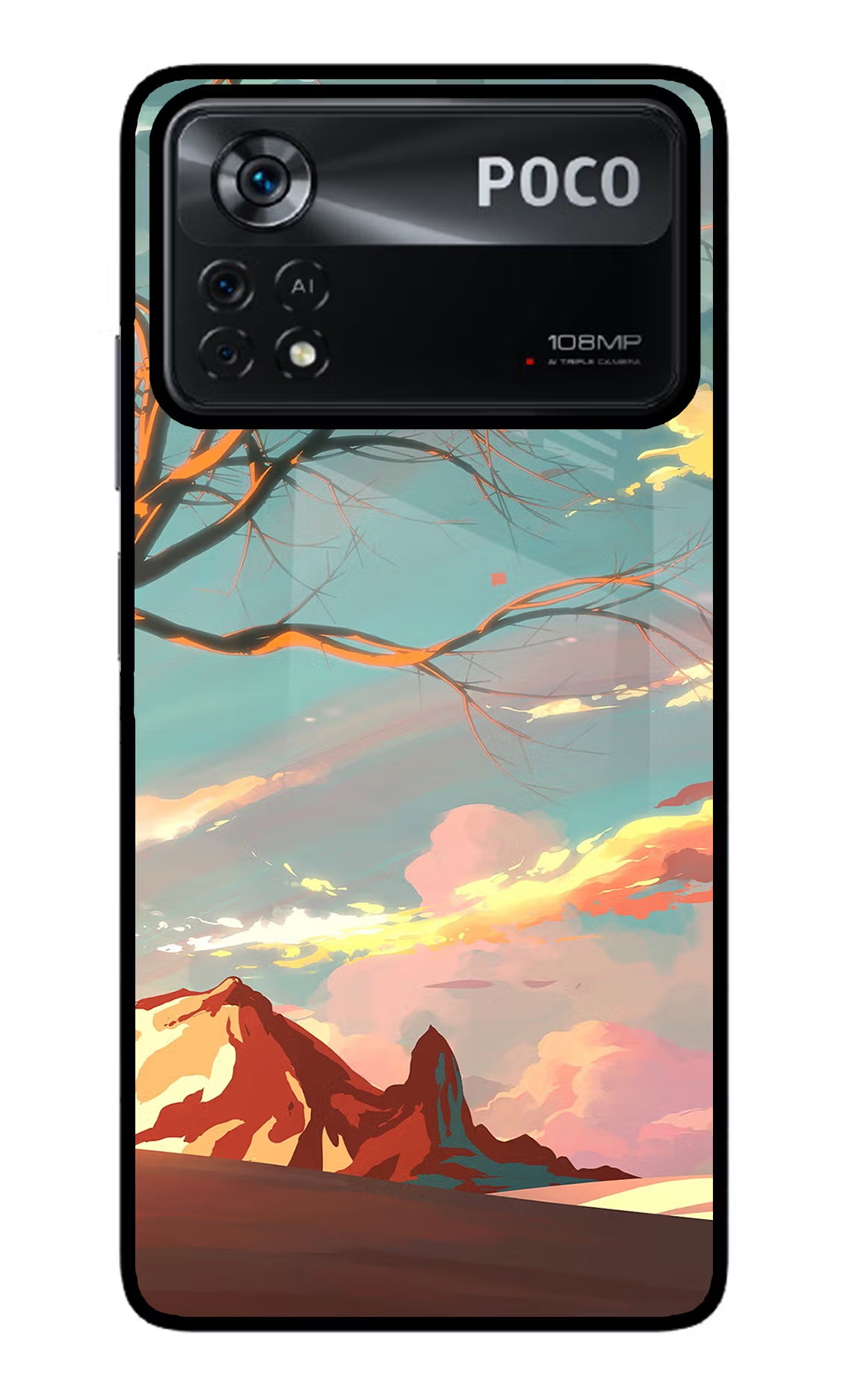 Scenery Poco X4 Pro Glass Case Back Cover by Casekaro