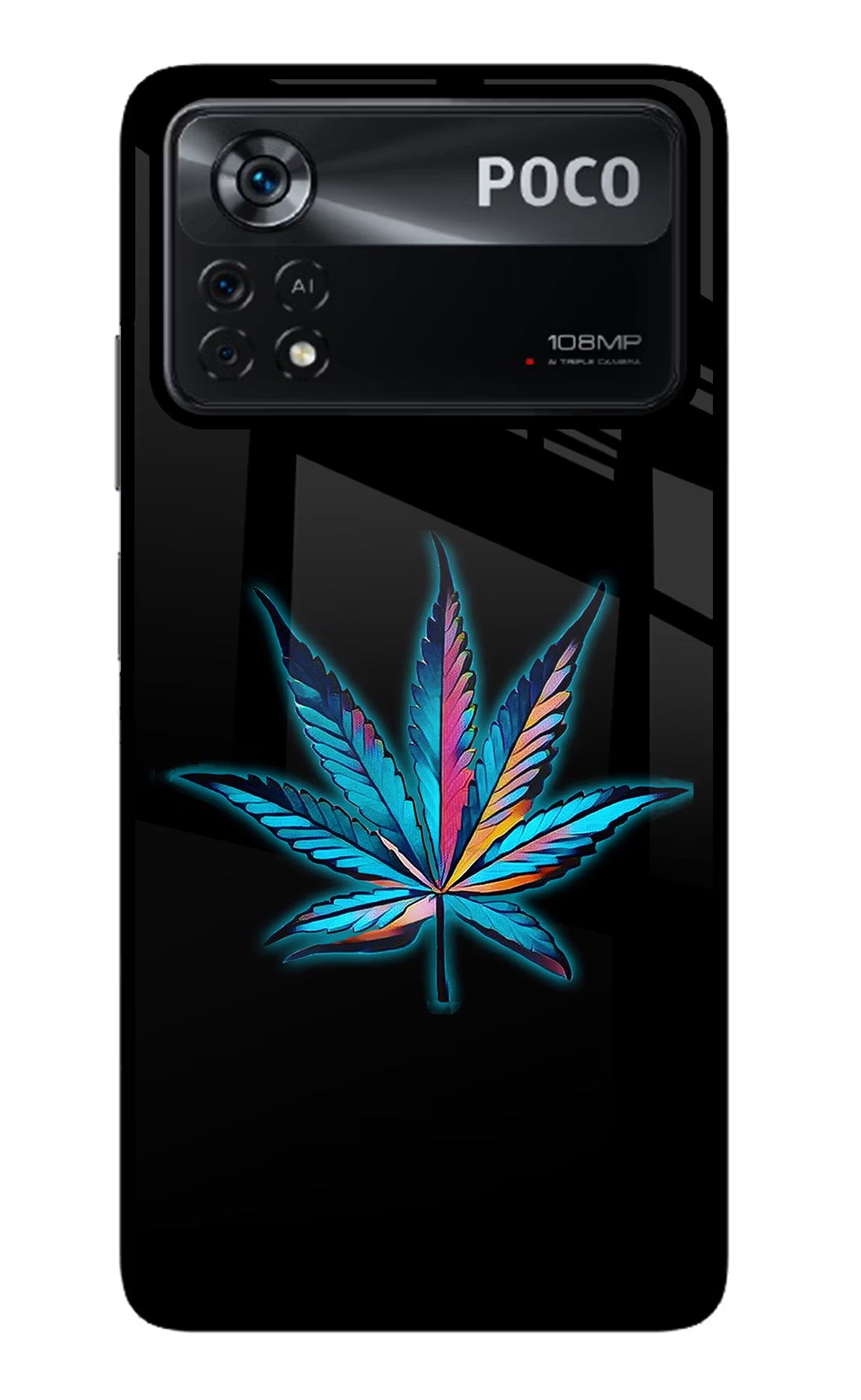 Weed Poco X4 Pro Glass Case Back Cover by Casekaro