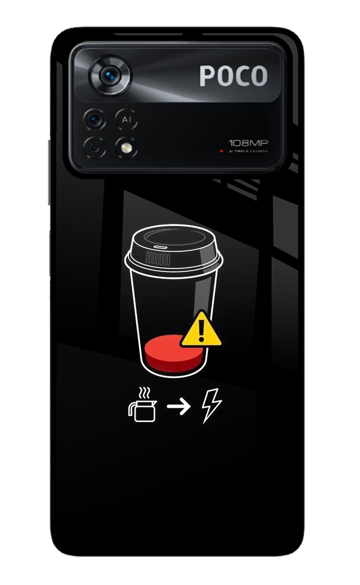 Coffee Poco X4 Pro Glass Case Back Cover by Casekaro