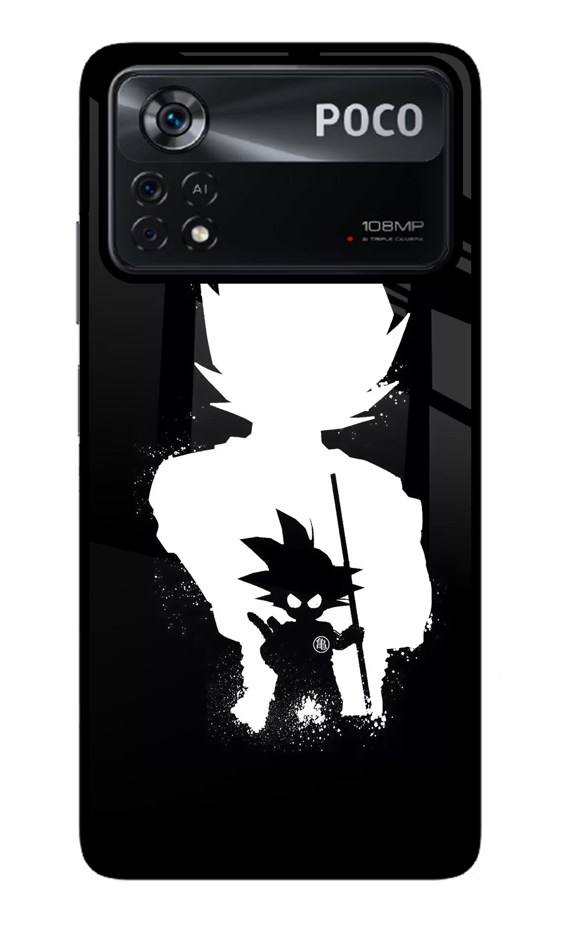 Goku Shadow Poco X4 Pro Glass Case Back Cover by Casekaro