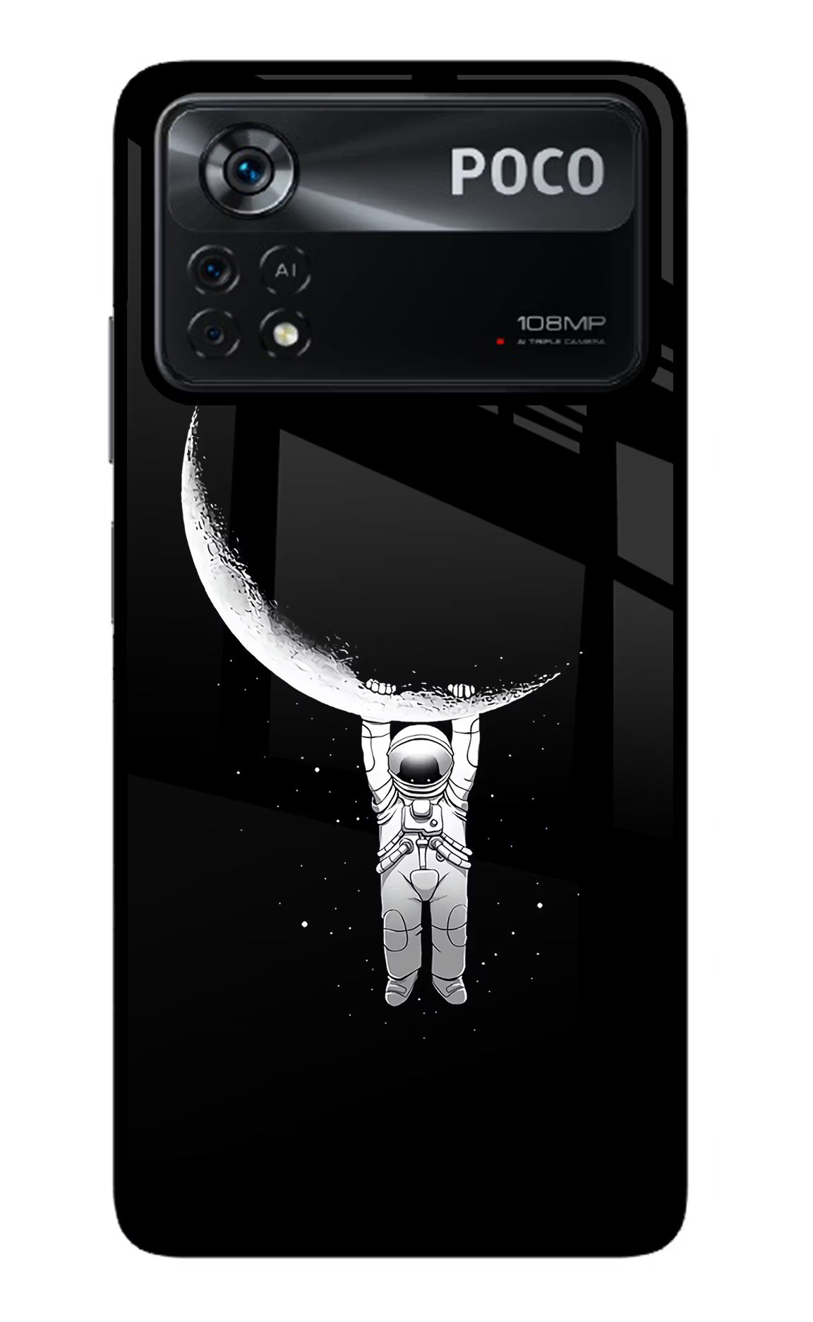 Moon Space Poco X4 Pro Glass Case Back Cover by Casekaro