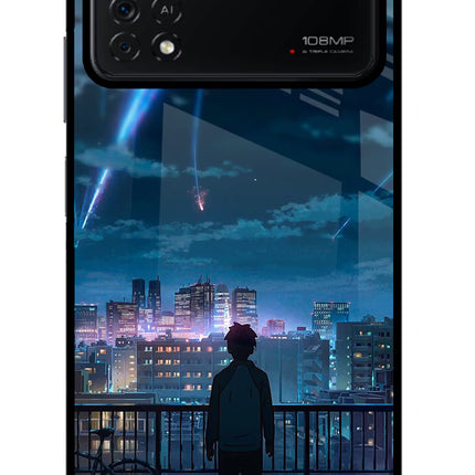Anime Poco X4 Pro Glass Case Back Cover by Casekaro