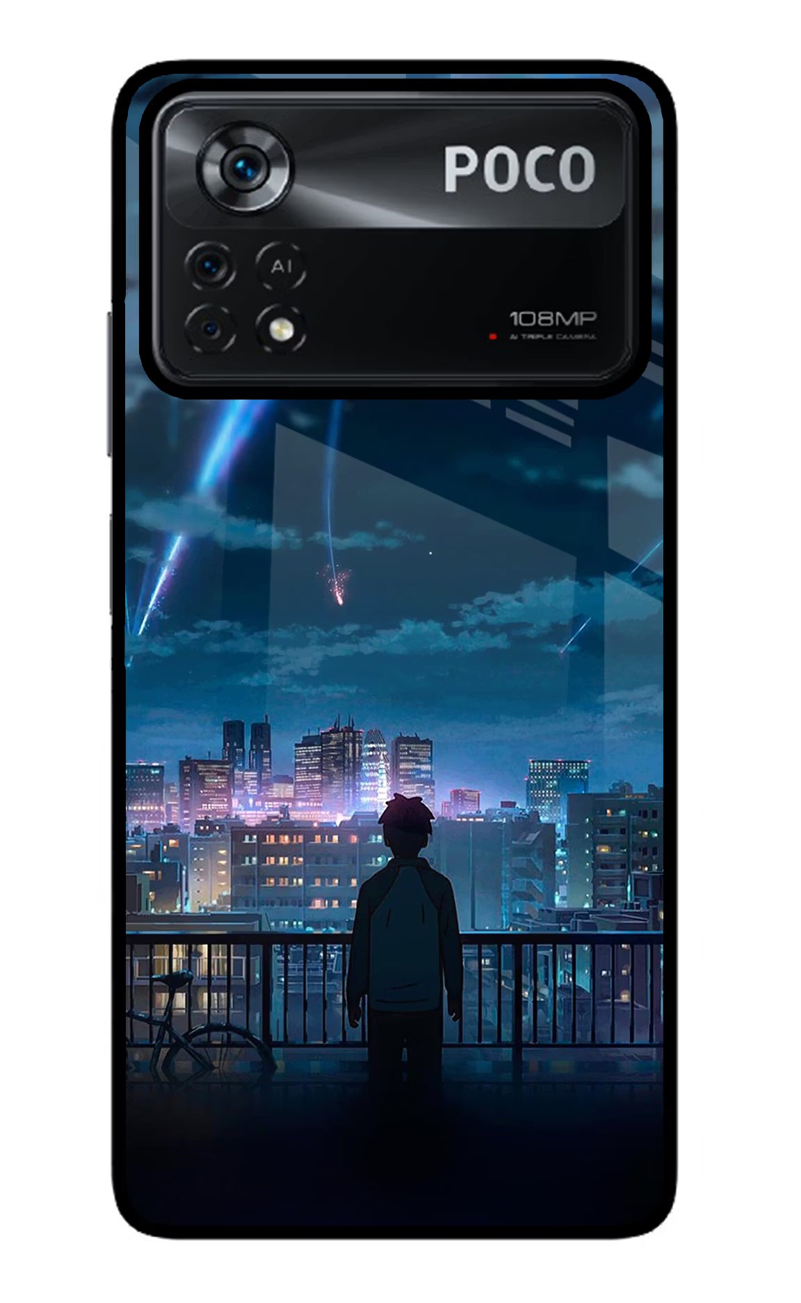 Anime Poco X4 Pro Glass Case Back Cover by Casekaro