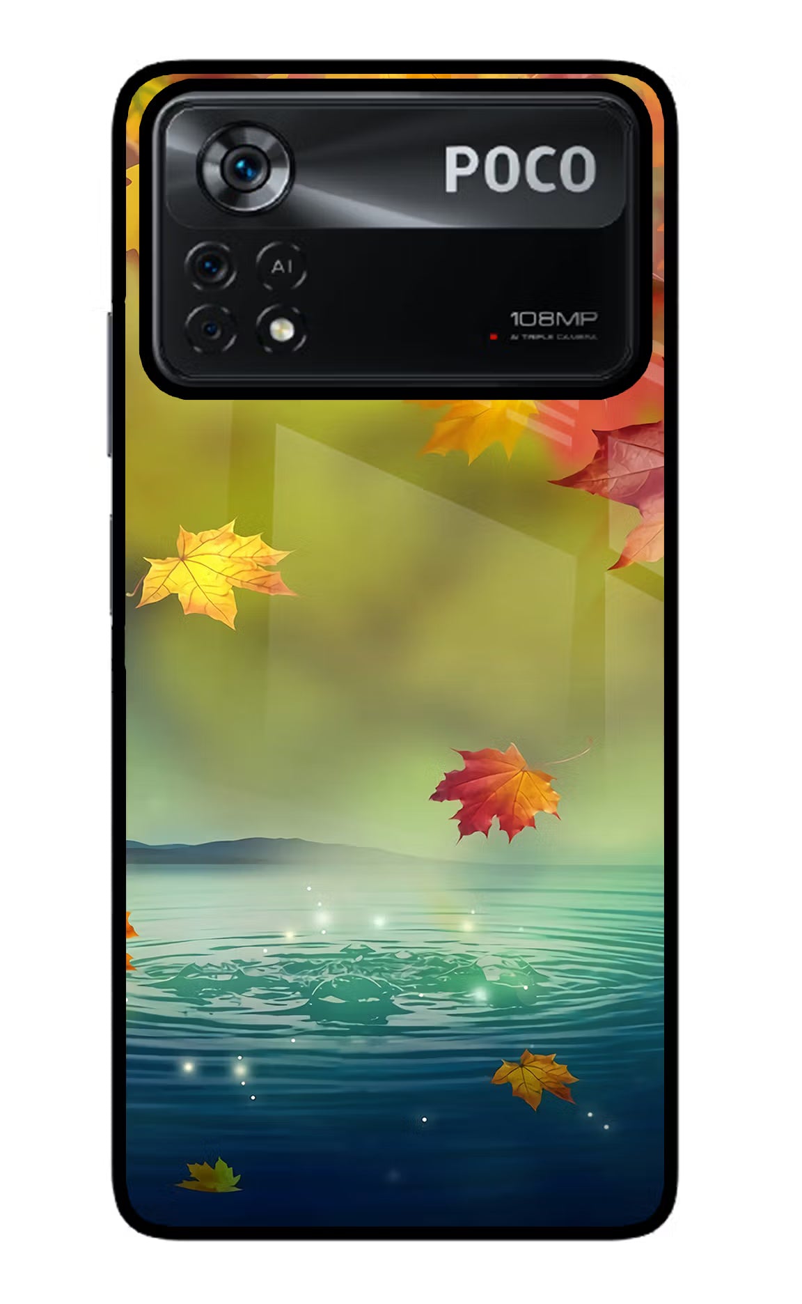 Flowers Poco X4 Pro Glass Case Back Cover by Casekaro