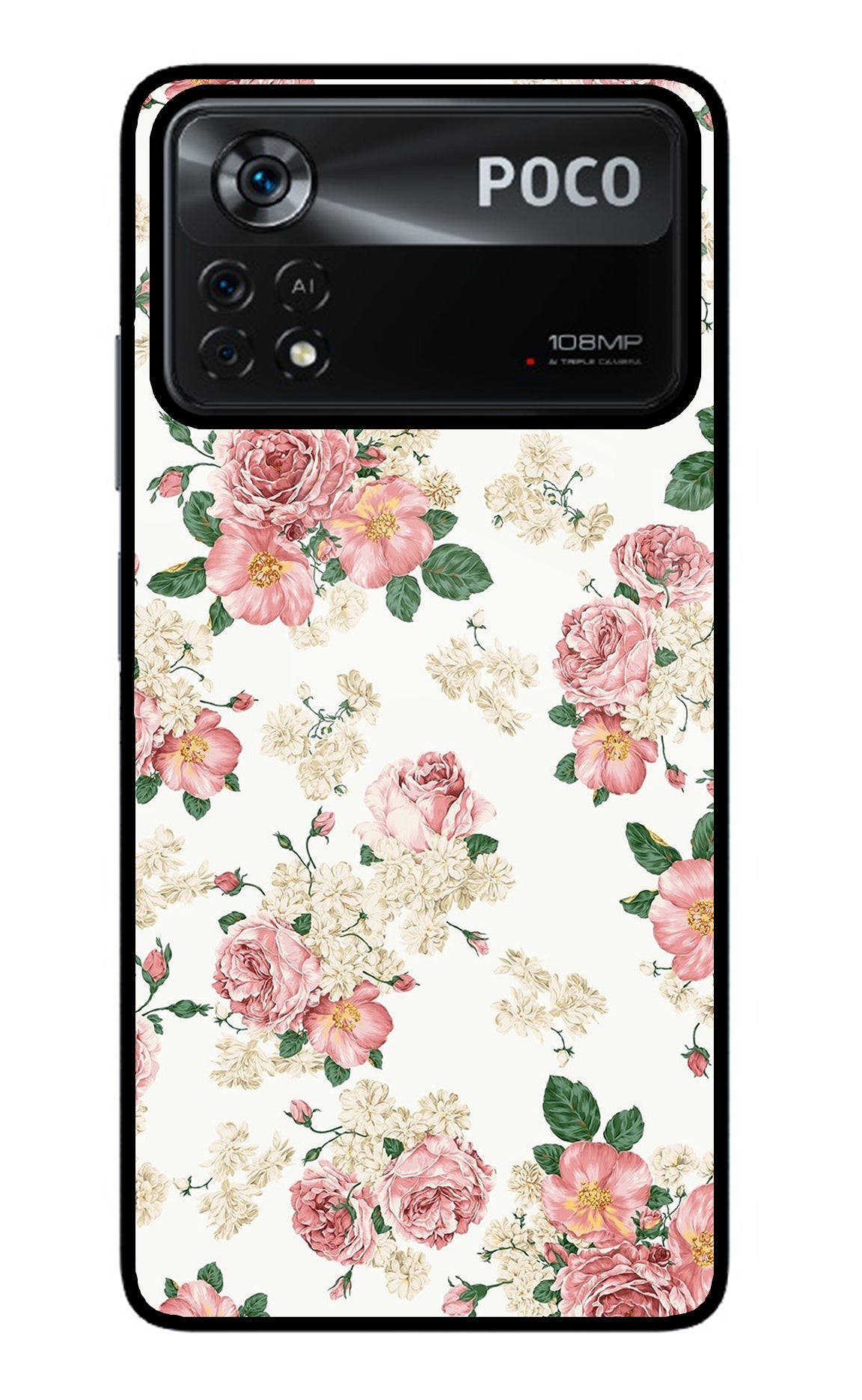 Flowers Poco X4 Pro Glass Case