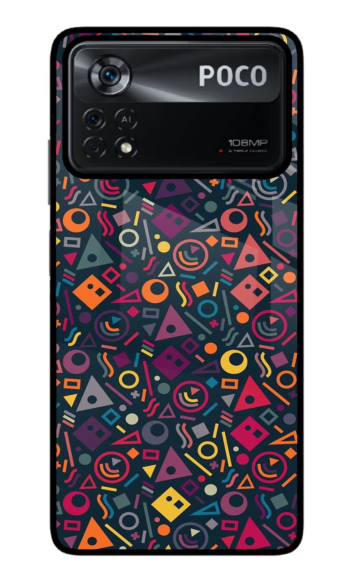 Geometric Abstract Poco X4 Pro Glass Case Back Cover by Casekaro