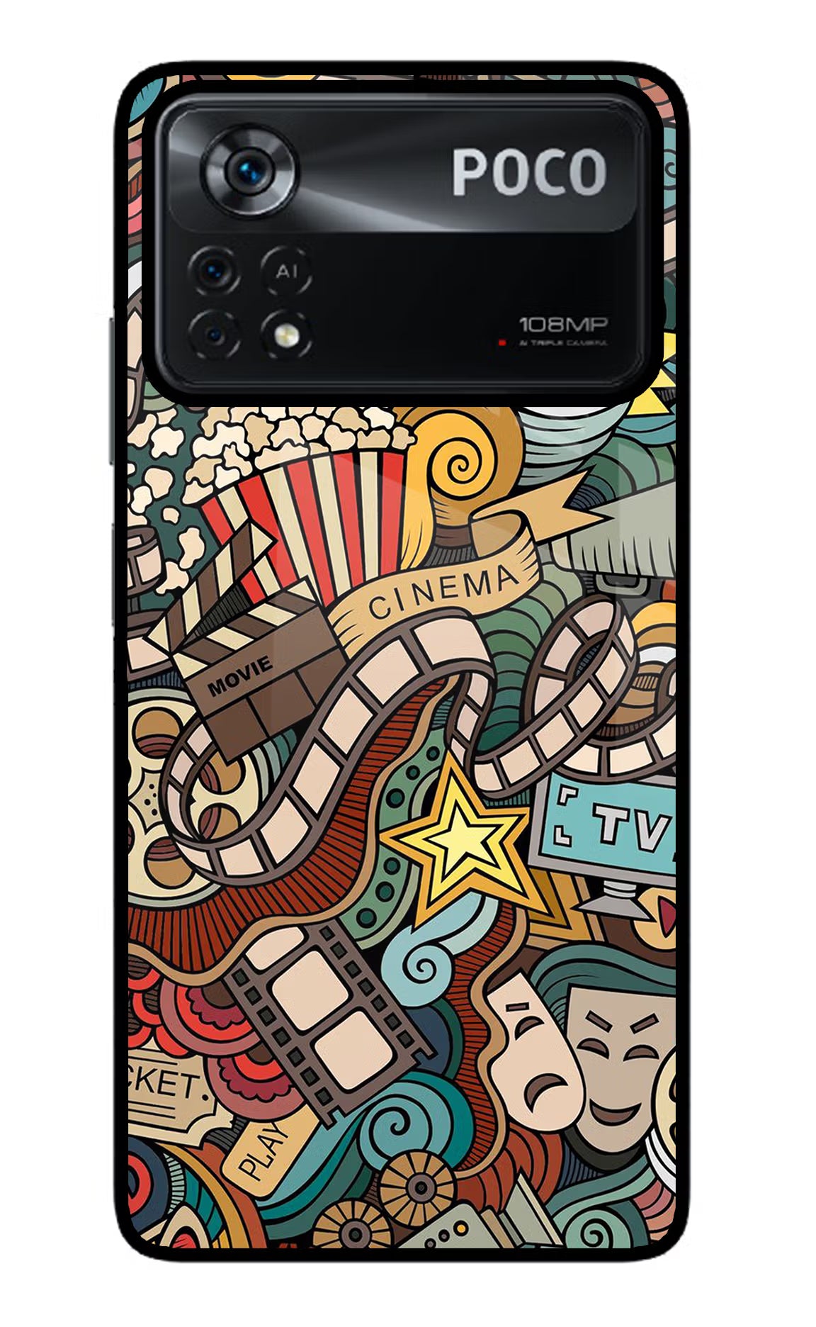 Cinema Abstract Poco X4 Pro Glass Case Back Cover by Casekaro