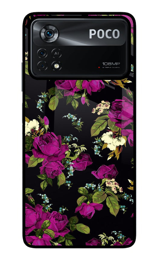 Flowers Poco X4 Pro Glass Case