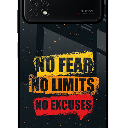 No Fear No Limits No Excuse Poco X4 Pro Glass Case