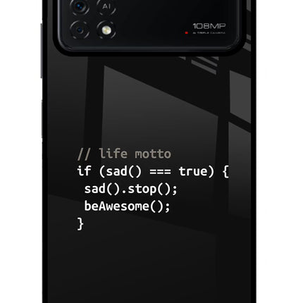 Life Motto Code Poco X4 Pro Glass Case