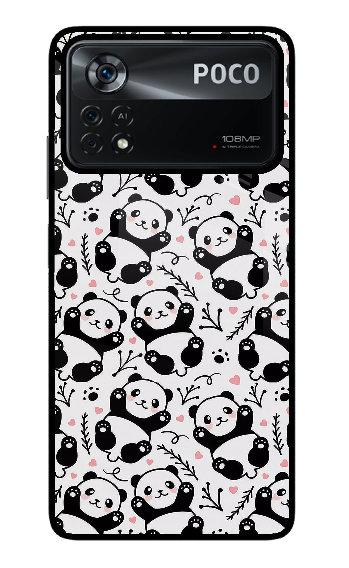 Cute Panda Poco X4 Pro Glass Case