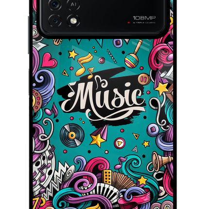 Music Graffiti Poco X4 Pro Glass Case