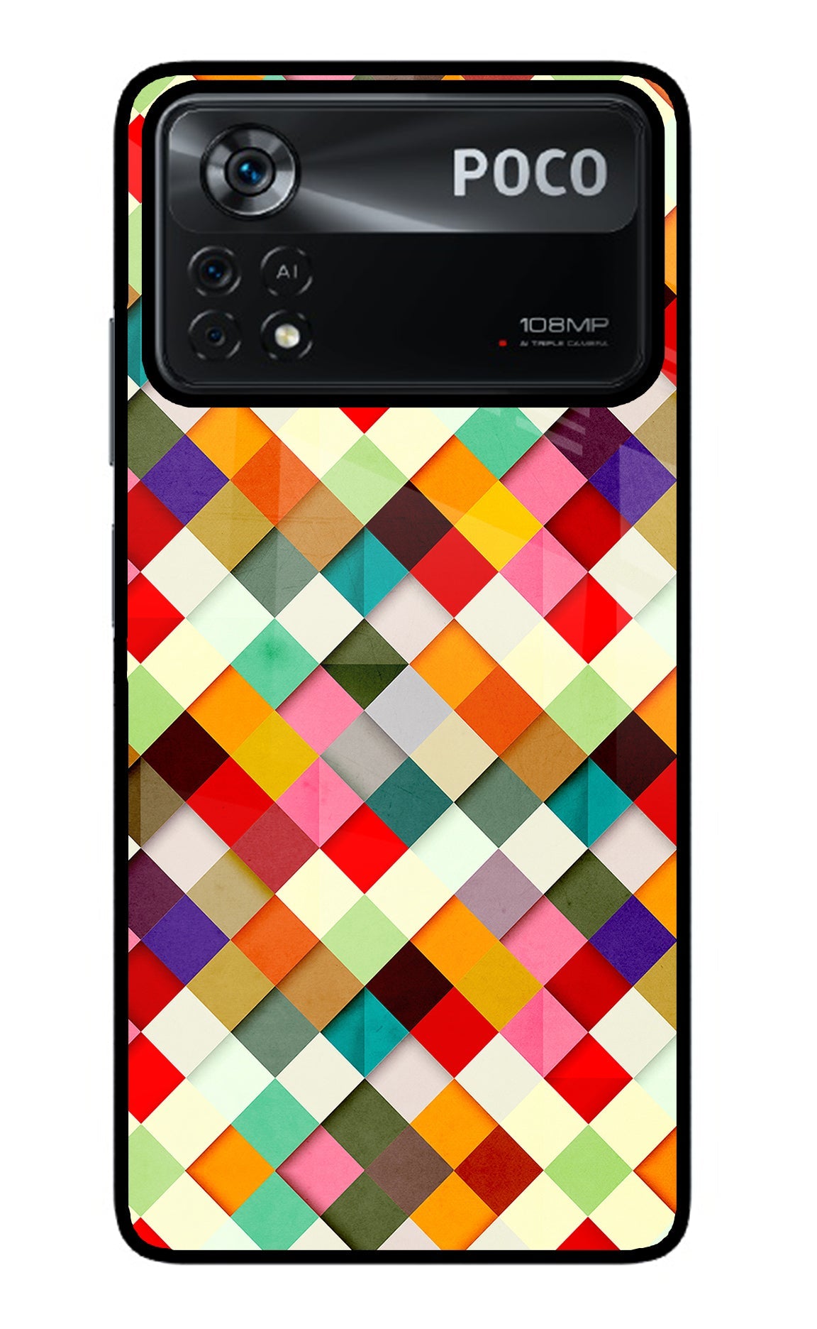 Geometric Abstract Colorful Poco X4 Pro Glass Case