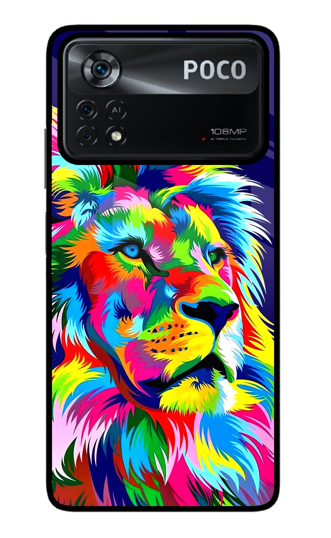 Vector Art Lion Poco X4 Pro Glass Case