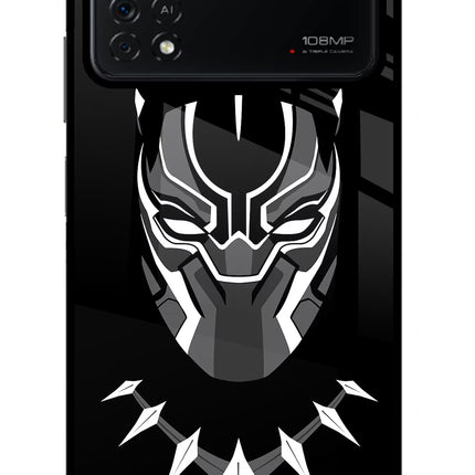 Black Panther Poco X4 Pro Glass Case Back Cover by Casekaro