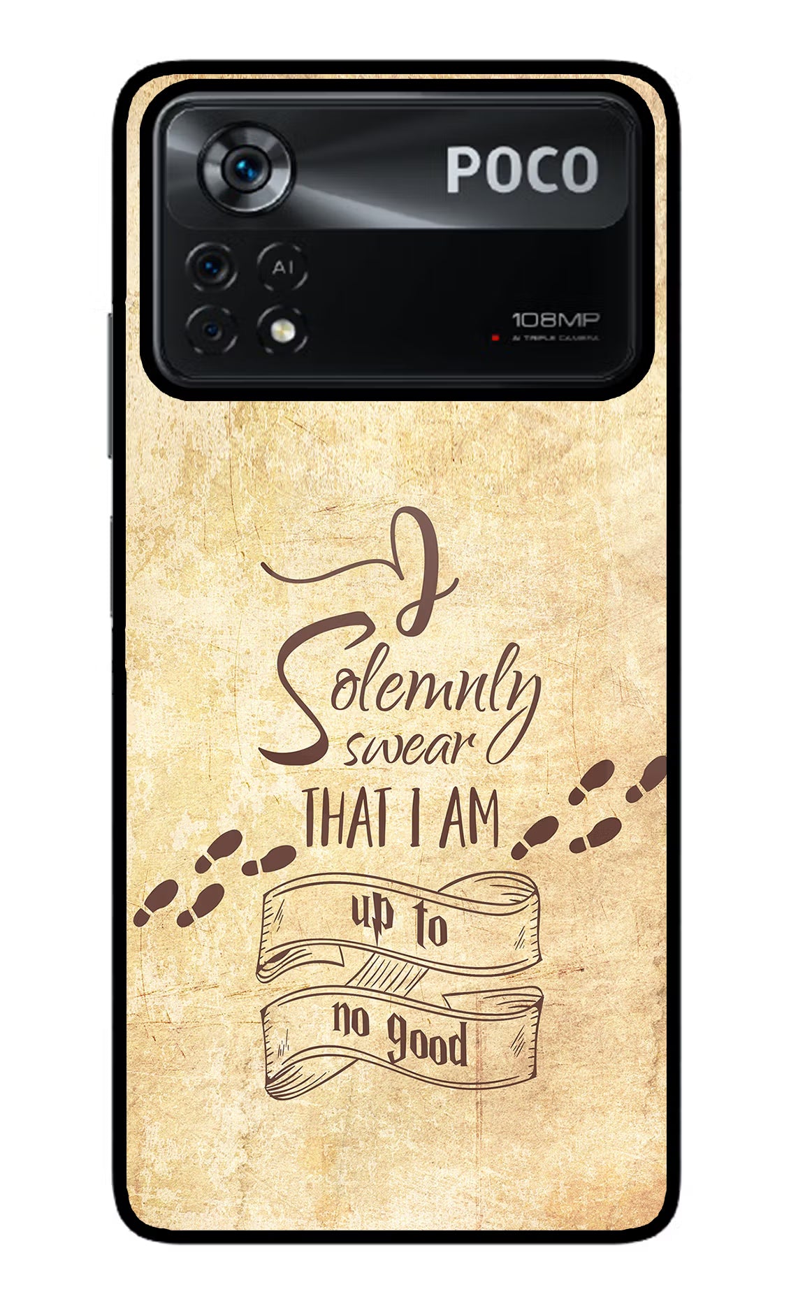 I Solemnly swear that i up to no good Poco X4 Pro Glass Case Back Cover by Casekaro